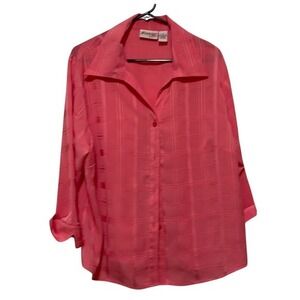 Joanna Plus Women's Coral Size 1X‎ Shirt Button Down